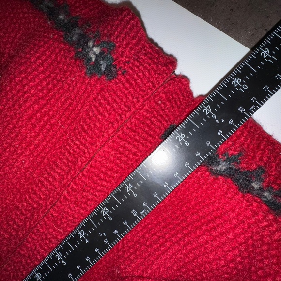 Ralph Lauren Sweater Cardigan 100%Wool Red Exclusive Hand Knit Fair Isle M - Picture 6 of 13